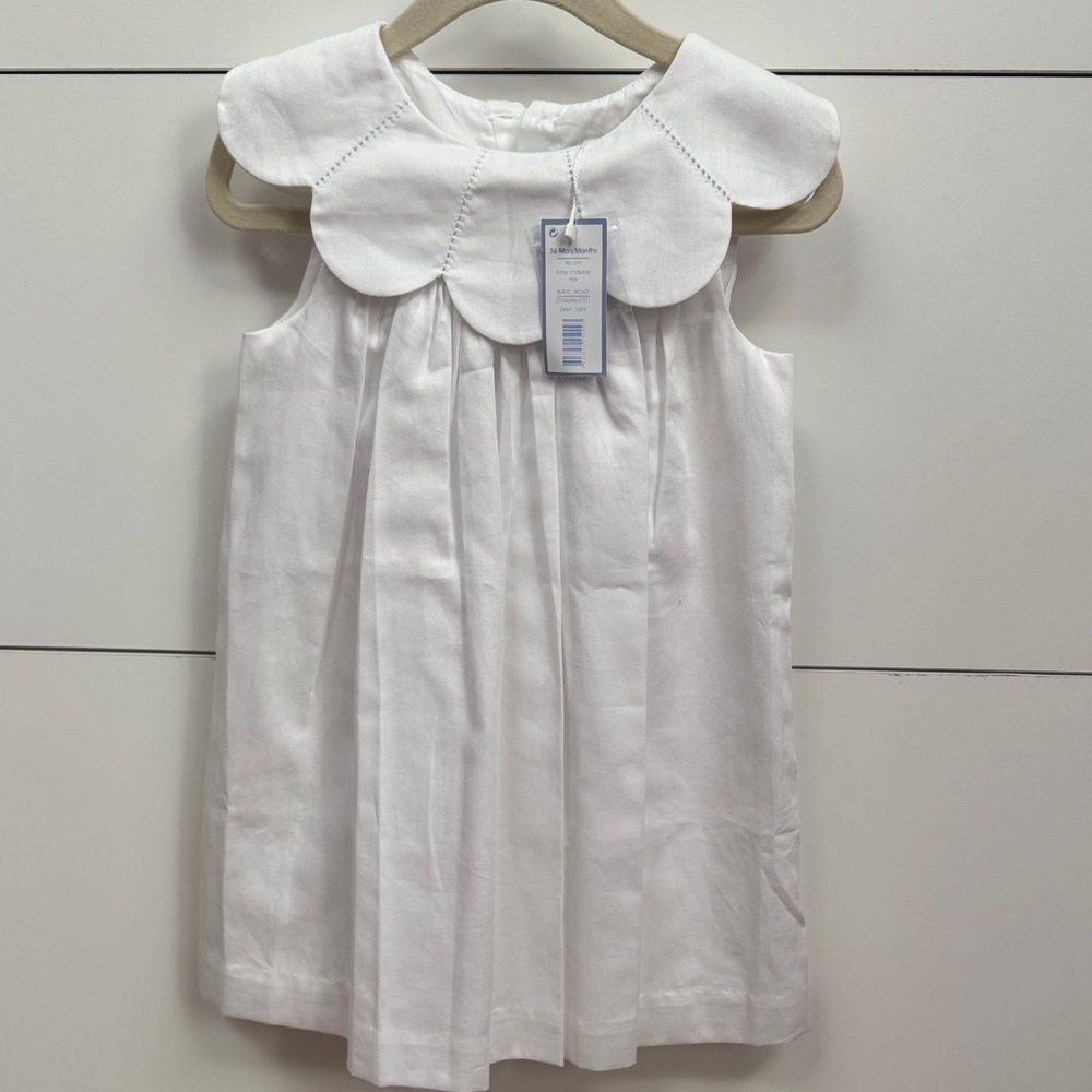 Jacadi White Scalloped Collar Dress